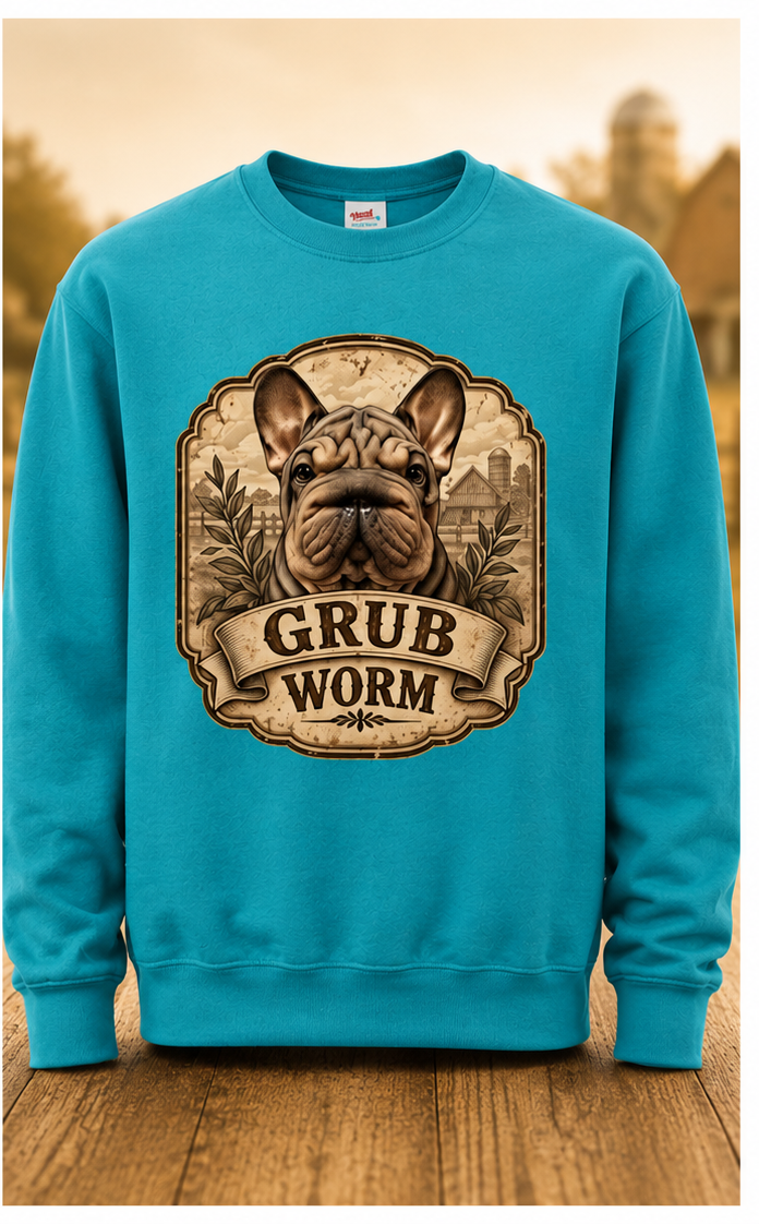 Teal Grub Worm sweatshirt
